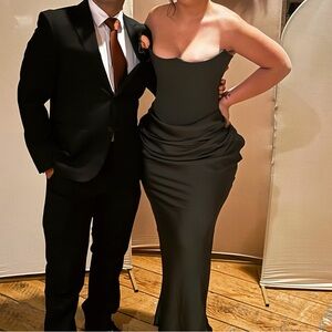 House of CB Persephone Strapless Gown – Green Crepe – Worn Once